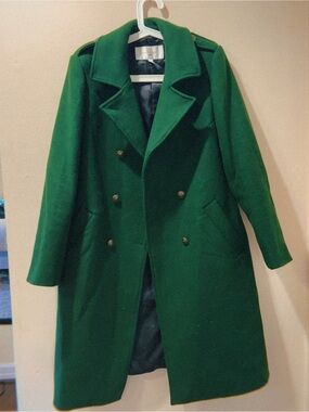 Gianni Feraud Green Double-Breasted Woolen Coat